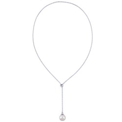 Кулон (Майорка 14мм белая; покрытие родий) 72см, Есть комплект