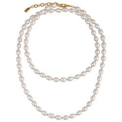Колье (жемчуг белый 6мм; покрытие золото) 92-97см, Есть комплект