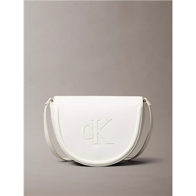 Embossed Monogram Logo Saddle Bag