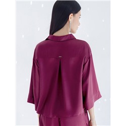 Блузка с короткими рукавами из плотного струящегося сатина