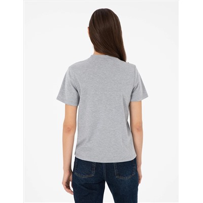 Gri Melanj Slim Fit Basic Tişört