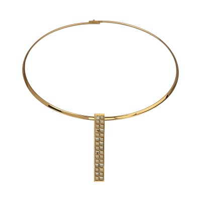 Колье Квадро (кристаллы SW шампань; покрытие золото) 42см, Есть комплект