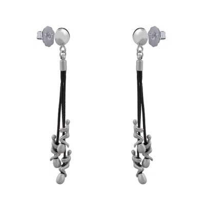 Серьги Объятия (покрытие матовый родий), Есть комплект