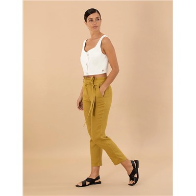 Yeşil Carrot Fit Keten Pantolon