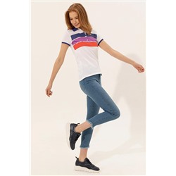 Kadın Mavi Polo Yaka Tişört