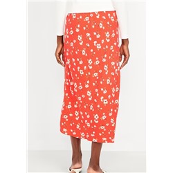 Crepe A-Line Midi Skirt