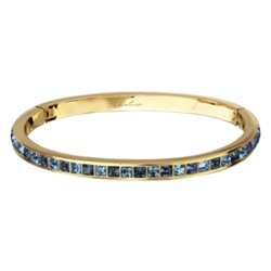 Браслет Квадро (кристаллы SW джинс, аквамарин; покрытие золото), Есть комплект