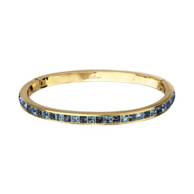 Браслет Квадро (кристаллы SW джинс, аквамарин; покрытие золото), Есть комплект