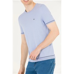 Erkek Açık Mavi Bisiklet Yaka Triko Kazak