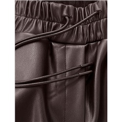 Широкие кожаные брюки-трубы с поясом