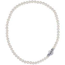 Колье (жемчуг белый 7-8мм, фианит; покрытие родий) 50см, Есть комплект