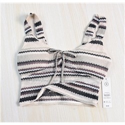 Женский топ с контрастным полосатым тканым узором