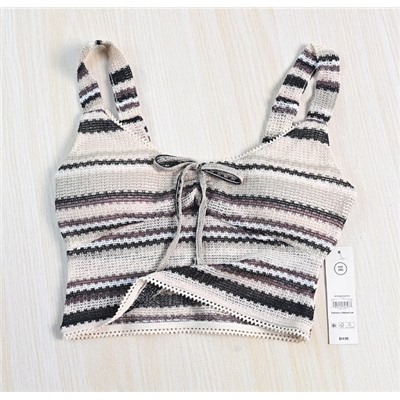 Женский топ с контрастным полосатым тканым узором