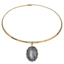Колье Сияние (кристаллы SW дымчато-серые; покрытие золото) 42см, Есть комплект