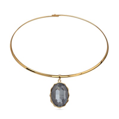 Колье Сияние (кристаллы SW дымчато-серые; покрытие золото) 42см, Есть комплект