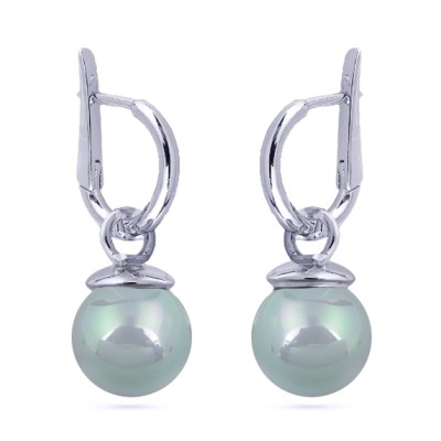 Серьги (Майорка 12мм голубая; покрытие родий), Есть комплект