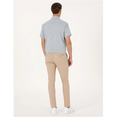 Bej Slim Fit Kanvas Pantolon