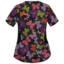 UA Blissful Butterflies Black Print Scrub Top
