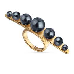 Кольцо Просекко (Майорка 4-10мм темно-серая; покрытие золото), Есть комплект