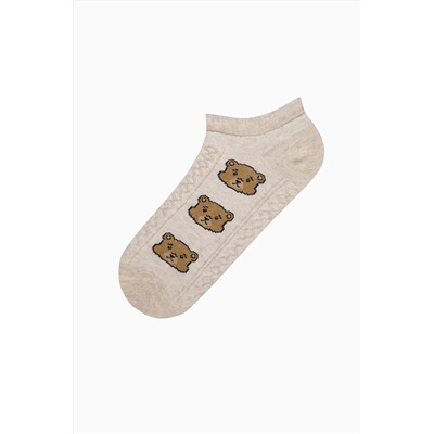 Penti Jacquard Bear Açık Gri 3lü Patik Çorap