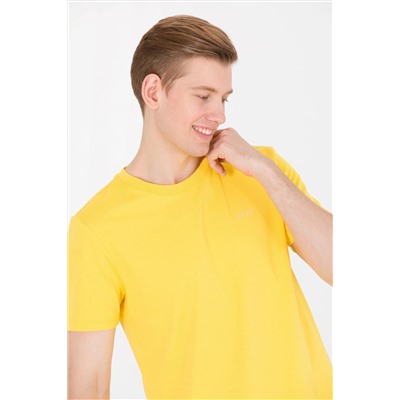 Erkek Koyu Sarı Basic Bisiklet Yaka Tişört