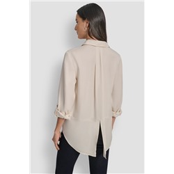 SPLIT BACK BUTTON FRONT WITH ROLL TAB