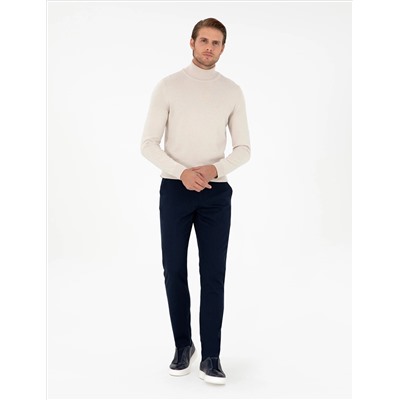 Lacivert Slim Fit Kanvas Pantolon