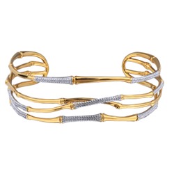 Колье Бамбук (кристаллы белые; покрытие золото, родий), Есть комплект