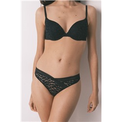 Tanga encaje cintura "V" negra