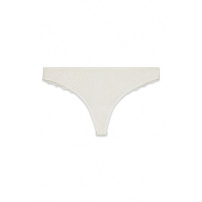 Tanga microfibra rayada y encaje blanca