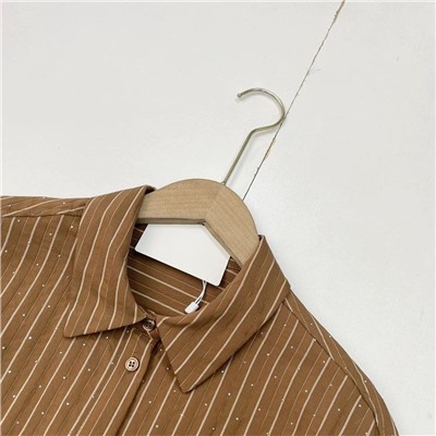 Женская рубашка свободного кроя со стразами  🖤МАНГ*О