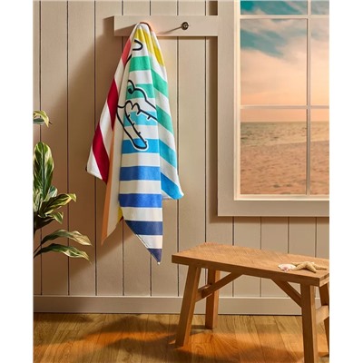 Lacoste Home Rainbow Big Croc Cotton Beach Towel, 36" x 72"