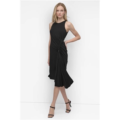 ASYMMETRIC FIT & FLARE MIDI DRESS