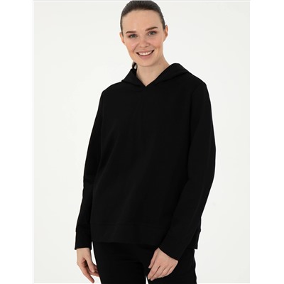 Siyah Oversize Kapüşonlu Sweatshirt