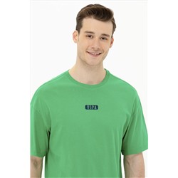 Erkek Yeşil Oversize Bisiklet Yaka Tişört