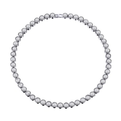 Колье Теннис (Майорка белая 6мм; покрытие родий) 44-49см, Есть комплект