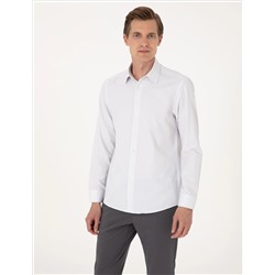 Gri Kareli Slim Fit Uzun Kollu Gömlek