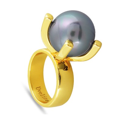 Кольцо (Майорка 16мм серо-голубая; покрытие золото), Есть комплект