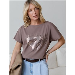 Нарядная футболка с принтом пайетками