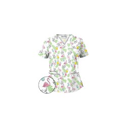 UA Stand Tall White V-Neck Print Scrub Top