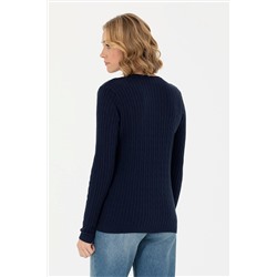 Kadın Lacivert V - Yaka Basic Kazak