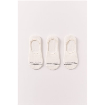 Pack 3 calcetines slip blanco logo