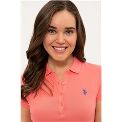 Kadın Nar Çiçeği Basic Polo Yaka Tişört