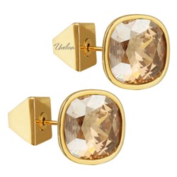 Пусеты Триумф (кристаллы SW шампань10мм; покрытие золото), Есть комплект