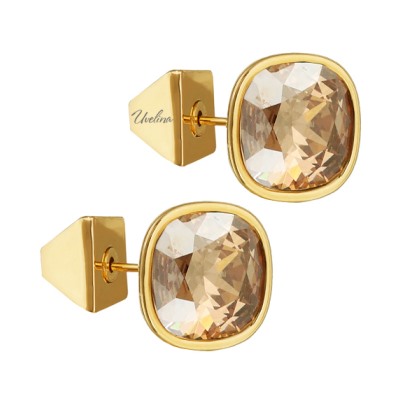 Пусеты Триумф (кристаллы SW шампань10мм; покрытие золото), Есть комплект