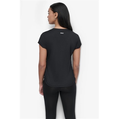 RUCHED TECH-MESH PERFORMANCE TEE