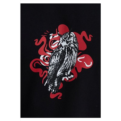 Mavi Baskılı Siyah Tişört Loose Fit / Bol Rahat Kesim 0612809-900