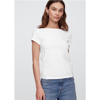 Boatneck Open-Back T-Shirt