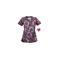 UA Splash of Flowers Black Print Scrub Top
