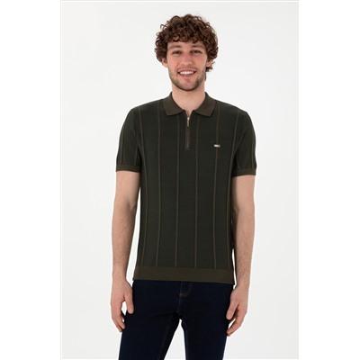 Erkek Slim Fit Polo Yaka Vizon Tişört